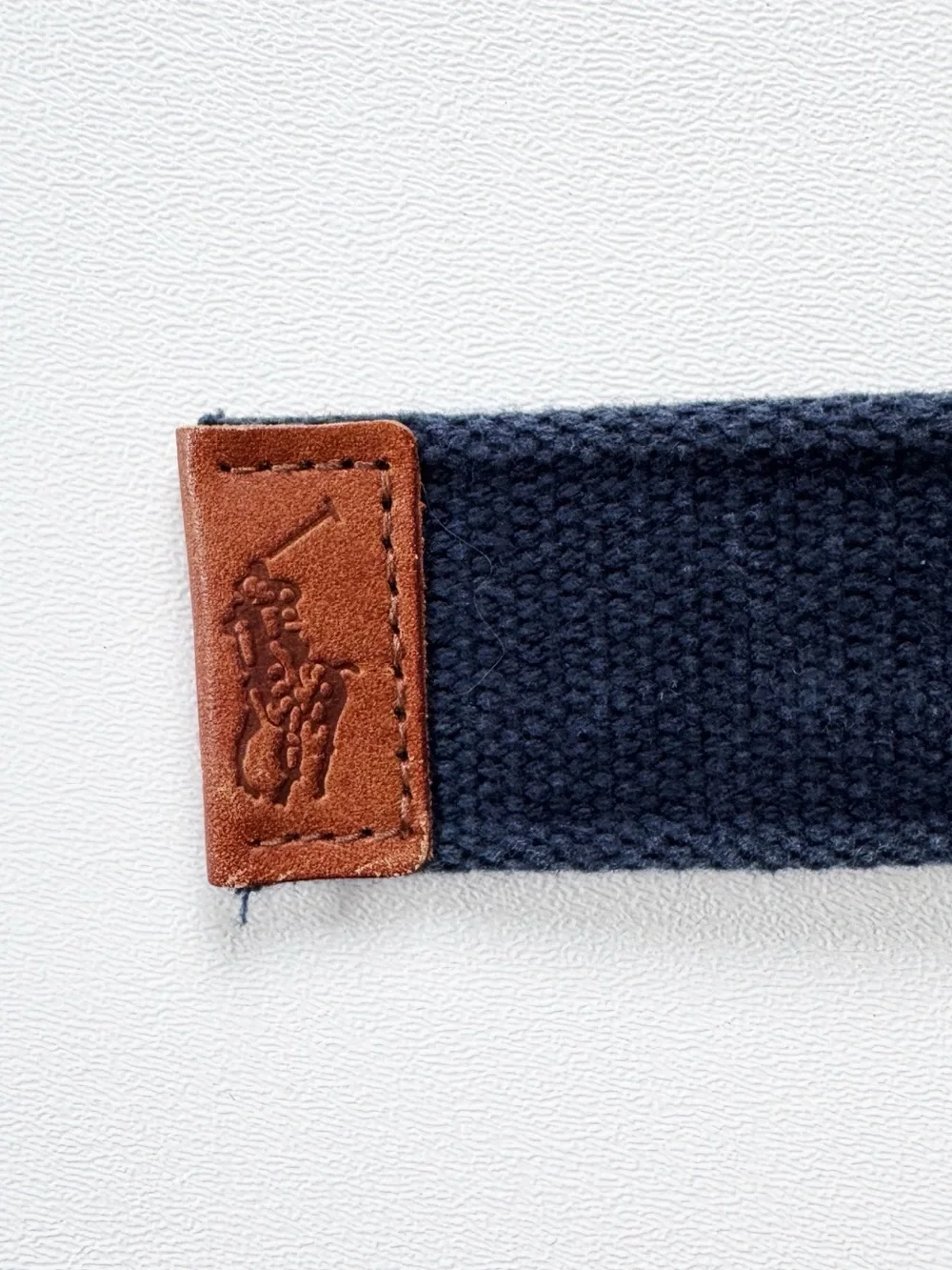 Polo by Ralph Lauren Navy Canvas Belt with Leather Logo Patch | 2X NWT
